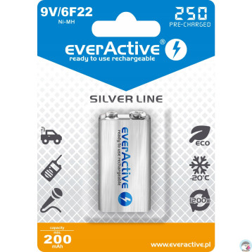 Akumulatorek EVERACTIVE Silver Line 9V/HR22/6F22 250mAh