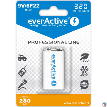 Akumulatorek EVERACTIVE Professional Line 9V/HR22/6F22 320mAh