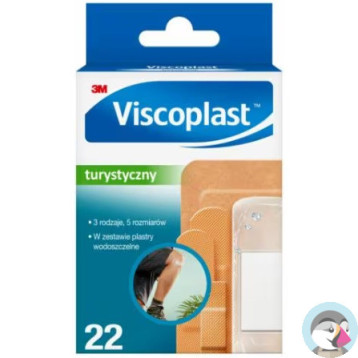 Plaster uniwersalny VISCOPLAST, zestaw turystyczny 5 rozmiarów 22sztuki 3M