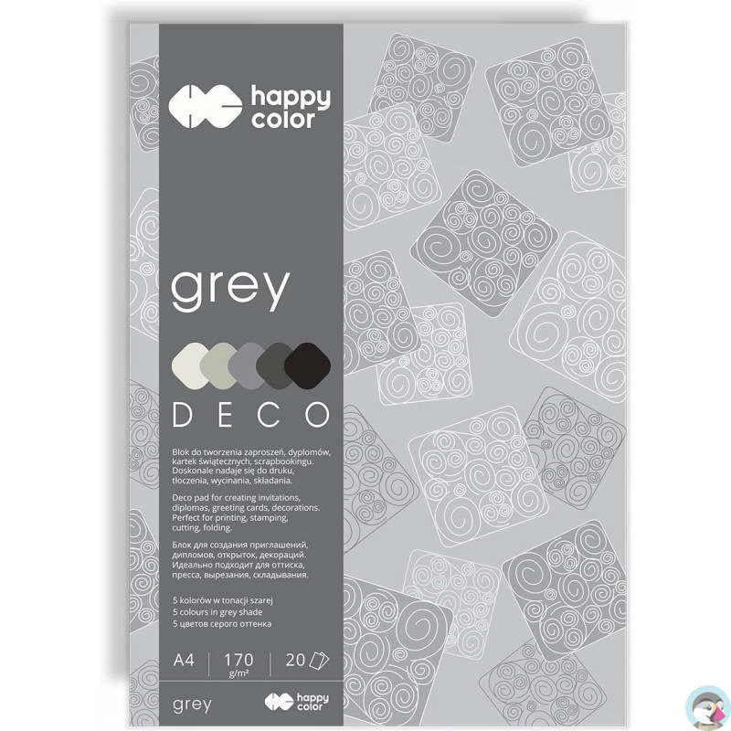 Blok A4 20k 170g 5 kolorów DECO GREY HA 3717 2030-082 HAPPY COLOR