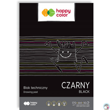 Blok techniczny A4 10k 170g czarny HA 3717 2030-9 HAPPY COLOR
