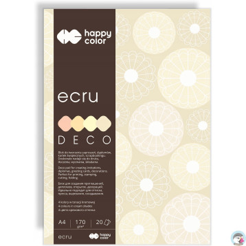 Blok z papierem barwionym A4 20k 170g 4 kolory DECO ECRU HA 3717 2030-092 HAPPY COLOR