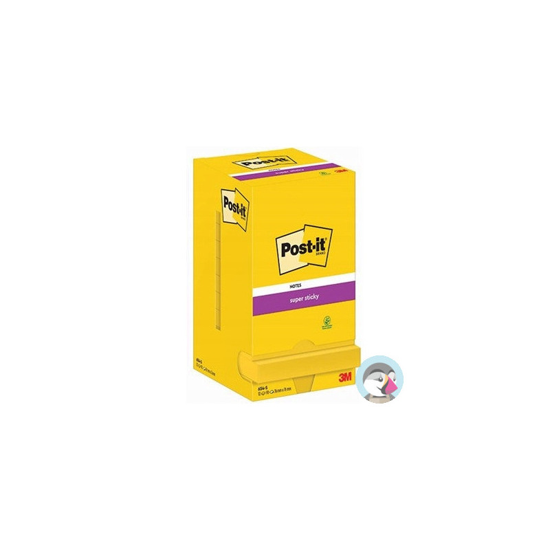 Bloczek samoprzylepny 76x76mm 90k żółty (12szt) SUPER STICKY POST-IT 654-S 3M