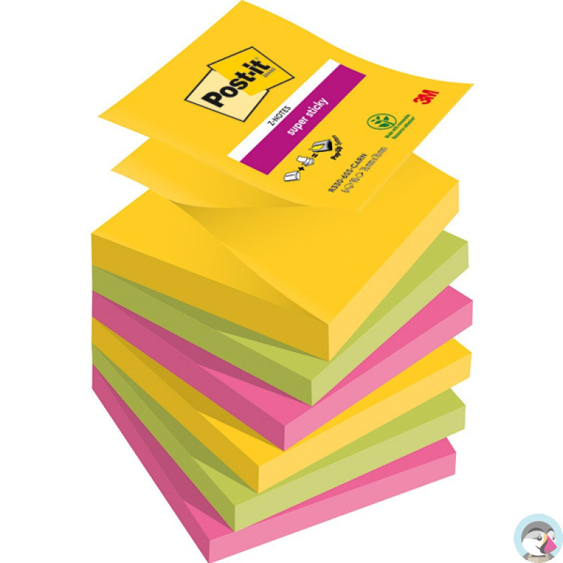 Bloczek samoprzylepny 76x76mm 90k mix kolorów (6szt) POST-IT Z-NOTES CARNIVAL Super Sticky 3M