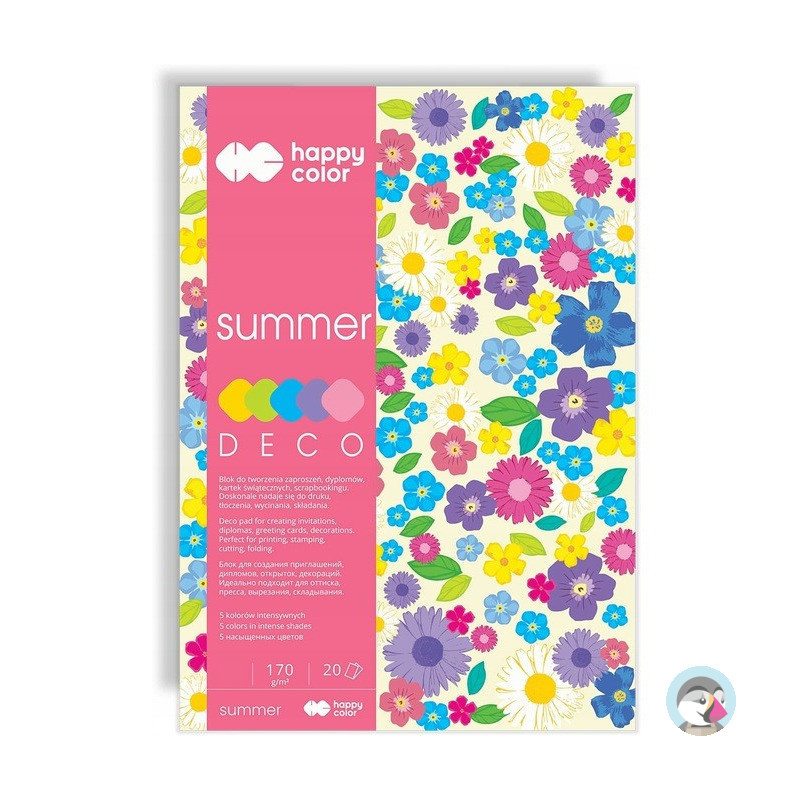 Blok DECO SUMMER A5 20k 170g 5 kolorów HA3817 1520-120 HAPPY COLOR