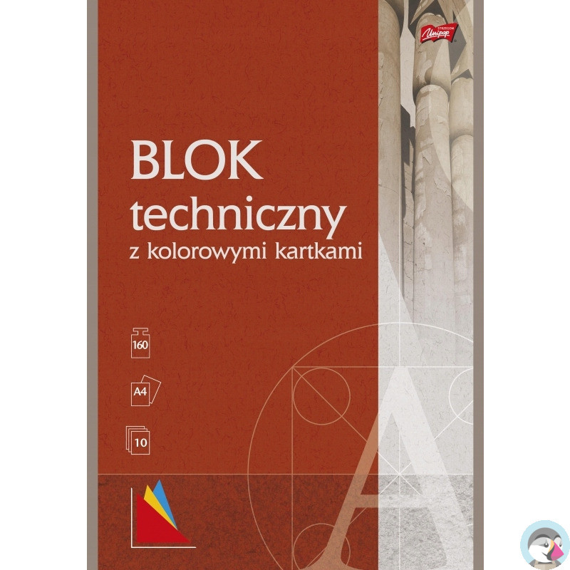 Blok techniczny szkolny A4 kolorowy 10 kartek 160g UNIPAP