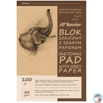 Blok szkicownik A3 100k 80g papier szary 90854 LENIAR