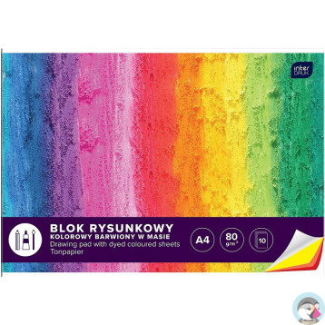 Blok rysunkowy A4 10 kartek kolorowy barwiony w masie INTERDRUK