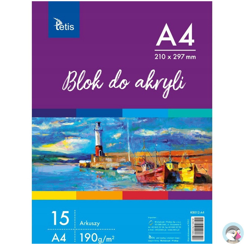 Blok do akryli A4 15k 190g KB012-A4 TETIS