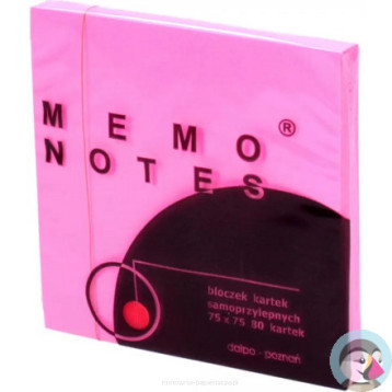 Bloczek samoprzylepny 75x75mm 80k różowy intenssywny MEMO DALPO