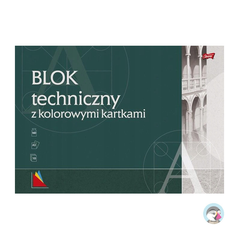 Blok techniczny szkolny A3 kolorowy 10 kartek 160g UNIPAP