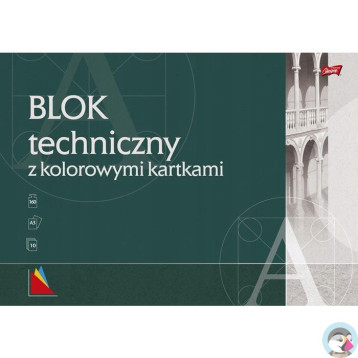Blok techniczny szkolny A3 kolorowy 10 kartek 160g UNIPAP