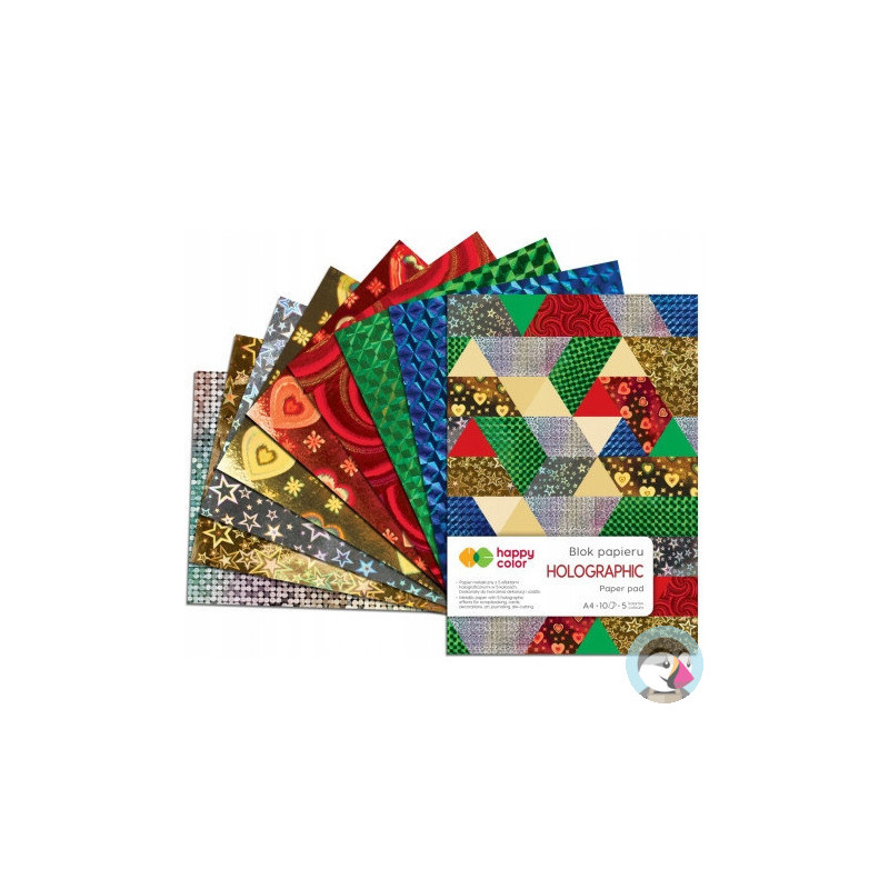 Blok HOLOGRAPHIC A5 10k 70g 5 kolorów 5 motywów HA 3807 1520-HO HAPPY COLOR