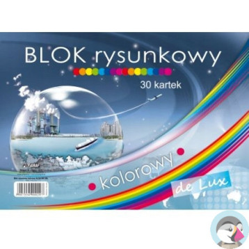 Blok rysunkowy A4 30 kartek kolorowy De Lux POLIGRAF