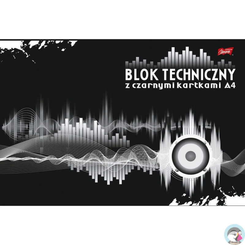 Blok techniczny szkolny A4 czarne kartki 10 kartek 180g UNIPAP