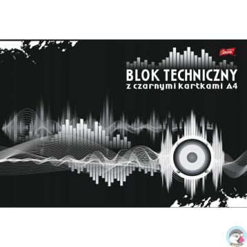 Blok techniczny szkolny A4 czarne kartki 10 kartek 180g UNIPAP