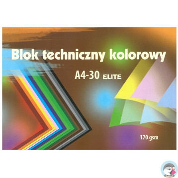 Blok techniczny kolorowy A4 30k 170g Elite KRESKA