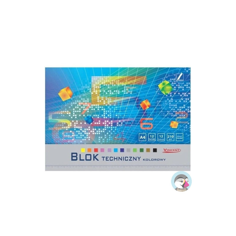 Blok techniczny kolorowy A4 12k 210g Vincent KRESKA