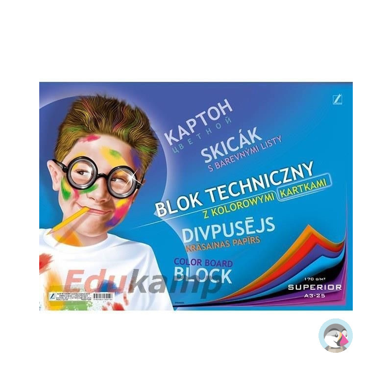 Blok techniczny A3 10k kolorowe kartki KRESKA