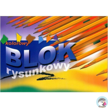 Blok rysunkowy A4 16k z kolorowymi kartkami KRESKA