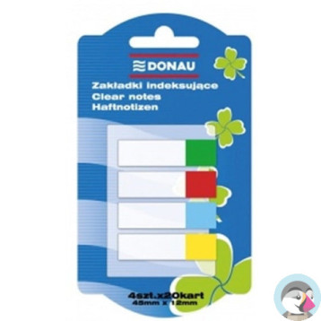 Zakładki indeksujące PP 12x45mm 4x20kartek 7568001PL-99 DONAU