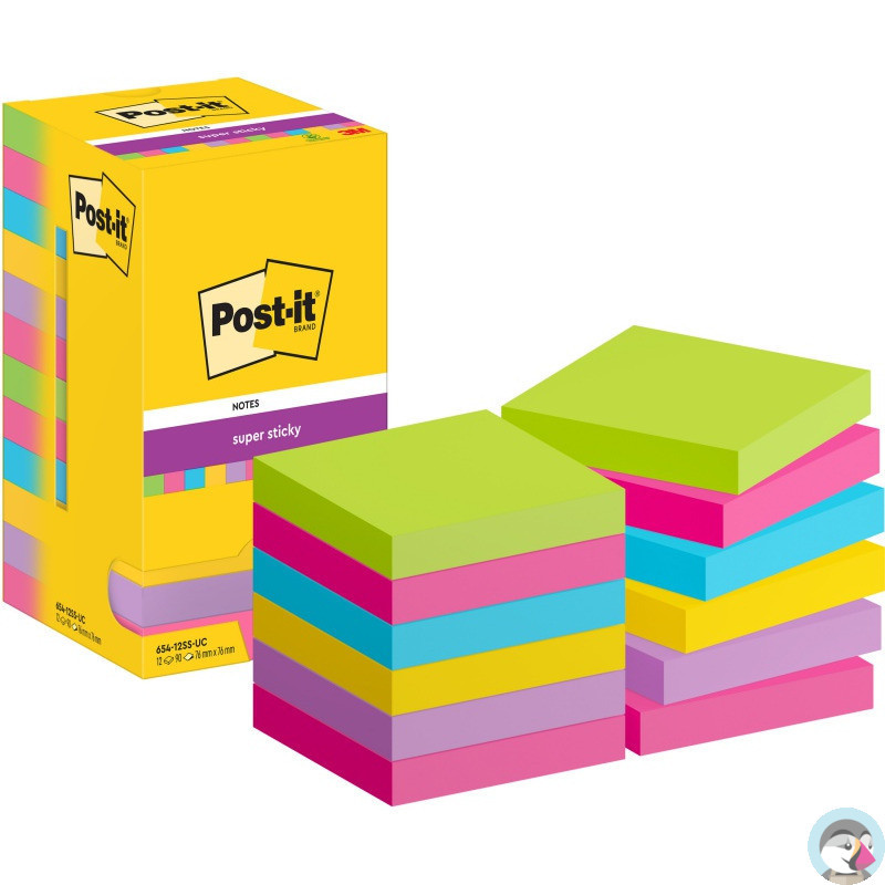 Bloczek samoprzylepny 76x76mm 90k mix kolorów (12szt) Super Sticky POST-IT 4064035065683