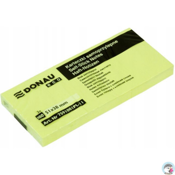 Bloczek samoprzylepny 51x38mm 100k żółty (3szt) DONAU ECO 7591001PL-11