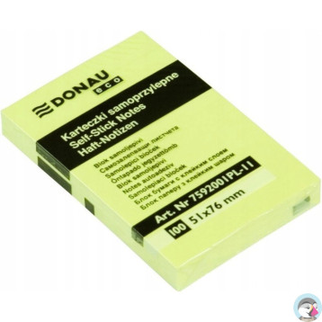 Bloczek samoprzylepny 51x76mm 100k żółty DONAU ECO 7592001PL-11