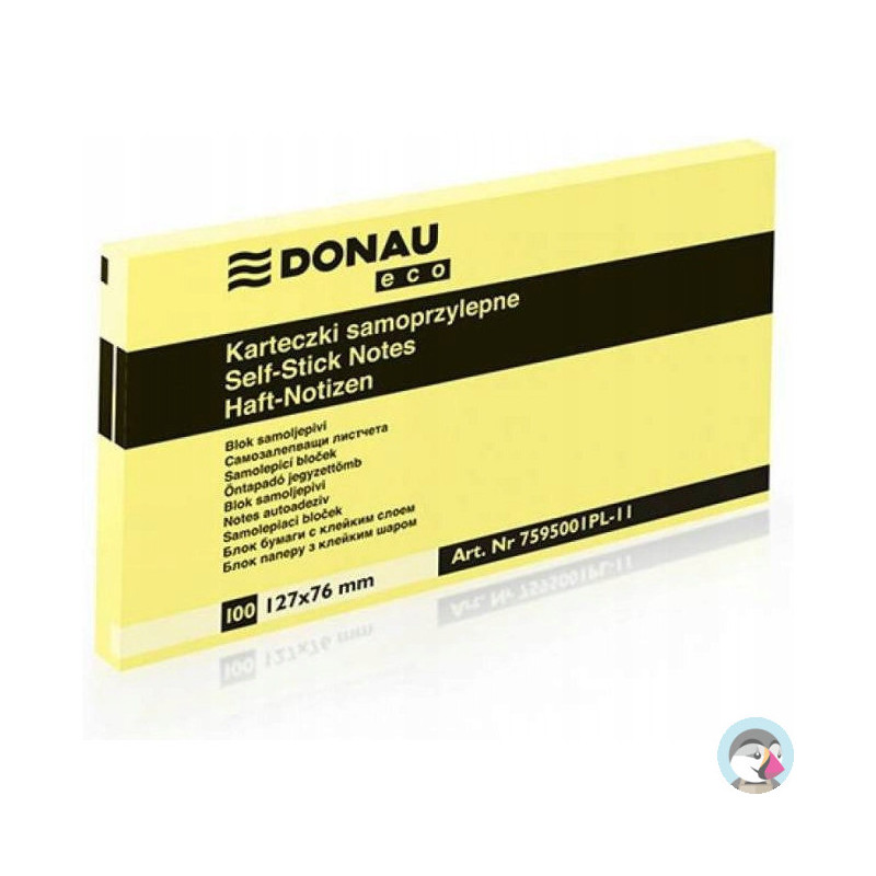 Bloczek samoprzylepny 127x76mm 100k żółty DONAU ECO 7595001PL-11