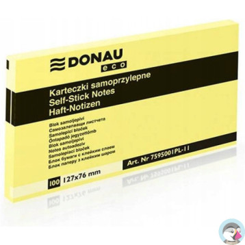 Bloczek samoprzylepny 127x76mm 100k żółty DONAU ECO 7595001PL-11
