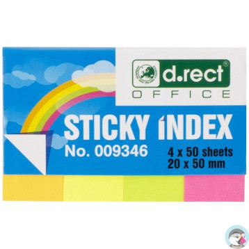 Zakładki indeksujące papierowe D.RECT 20x50mm 4 kolory x50szt. 009346