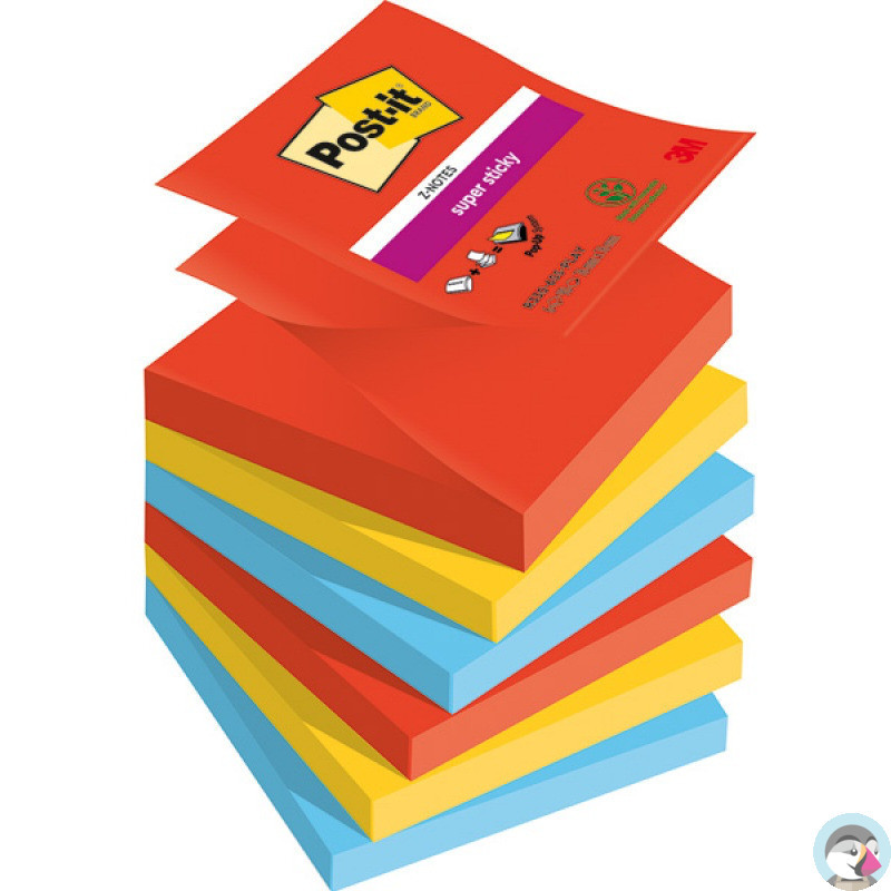Bloczek samoprzylepny 76x76mm 90k mix kolorów (6szt) POST-IT Super Sticky Z-Notes PLAYFUL