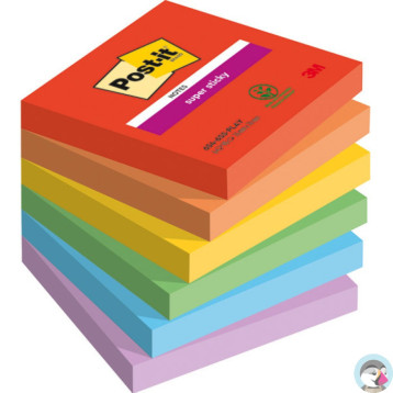 Bloczek samoprzylepny 76x76mm 90k mix kolorów (6szt) POST-IT Super Sticky PLAYFUL