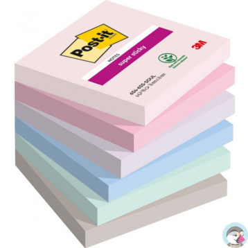 Bloczek samoprzylepny 76x76mm 90k mix kolorów (6szt) POST-IT Super Sticky SOULFUL