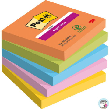 Bloczek samoprzylepny 76x76mm 90k mix kolorów (5szt) POST-IT Super Sticky BOOST