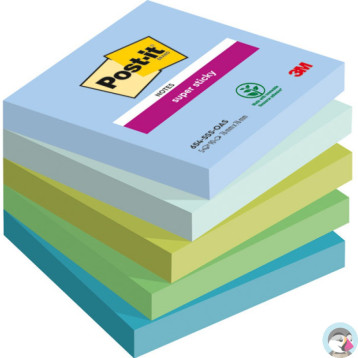 Bloczek samoprzylepny 76x76mm 90k mix kolorów (5szt) POST-IT Super Sticky OASIS