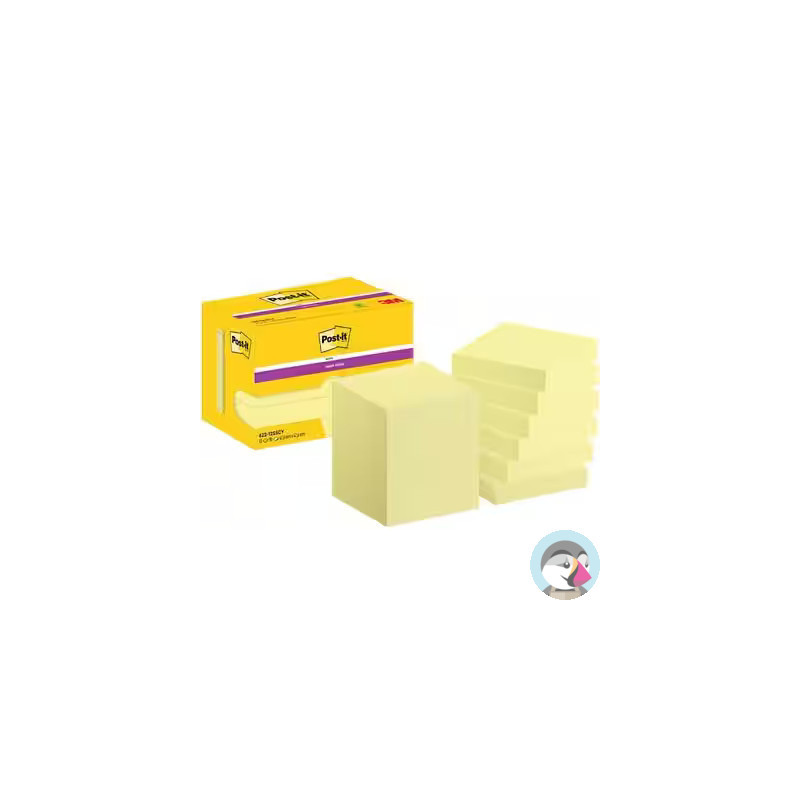 Bloczek samoprzylepny 47,6x47,6mm 90k żółty (12szt) POST-IT Super Sticky 100% PEFC CH18/0914