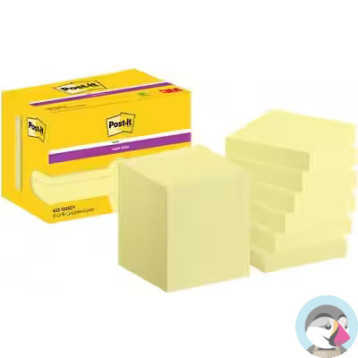 Bloczek samoprzylepny 47,6x47,6mm 90k żółty (12szt) POST-IT Super Sticky 100% PEFC CH18/0914