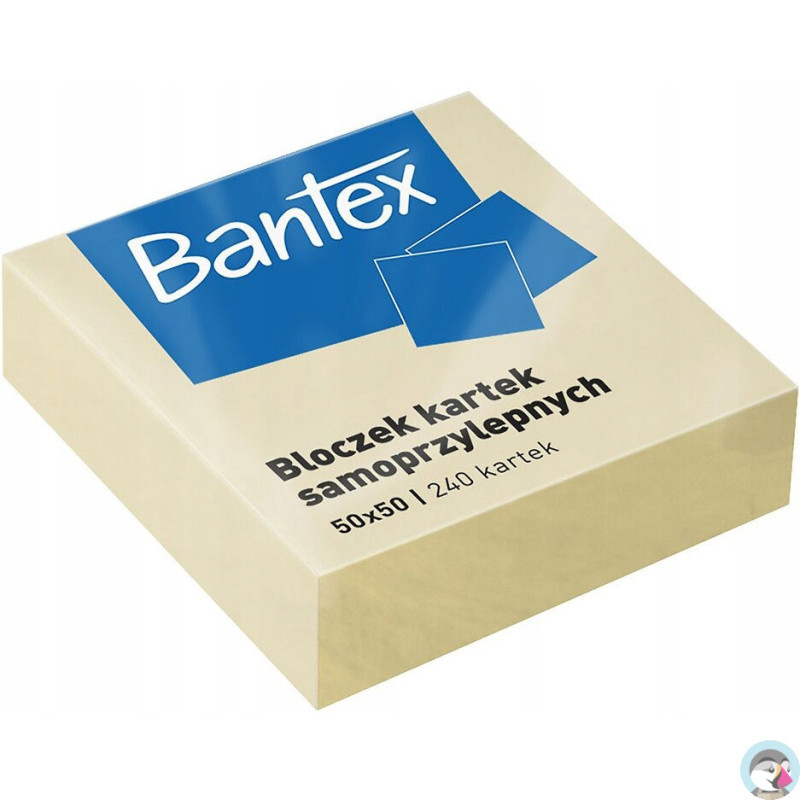 Karteczki samoprzylepne bloczek 50x50mm 240 kartek żółty 400086400 BANTEX