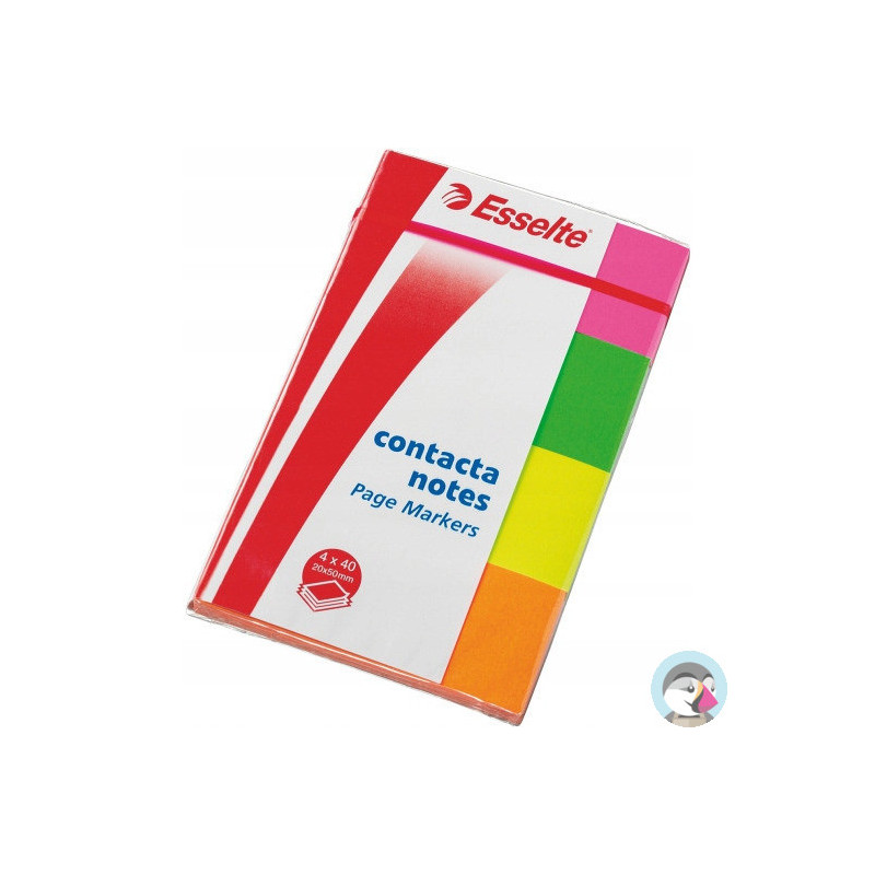 Zakładki samoprzlepne ESSELTE neon (4x50 kartek) 20x50mm 4 kolory 83019