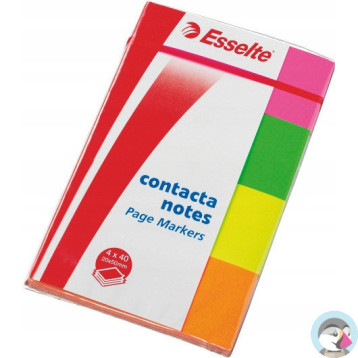 Zakładki samoprzlepne ESSELTE neon (4x50 kartek) 20x50mm 4 kolory 83019