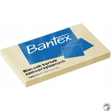Karteczki samoprzylepne bloczek 100x75mm 100 kartek żółty 400086387 BANTEX