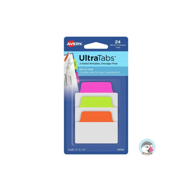 Zakładki indeksujące samoprzylepne 50,8x38,1mm przezroczyste z neonową zakładką Ultra Tabs 74753 AVERY ZWECKFORM