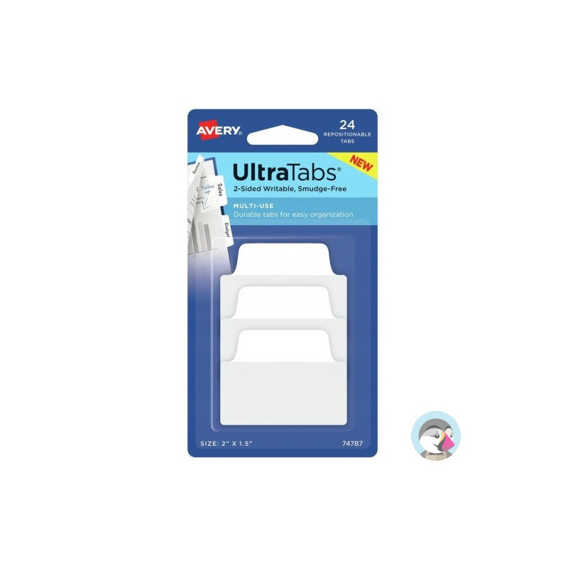 Zakładki indeksujące samoprzylepne 50,8x38,1mm przezroczyste z białą zakładką Ultra Tabs 74787 AVERY ZWECKFORM