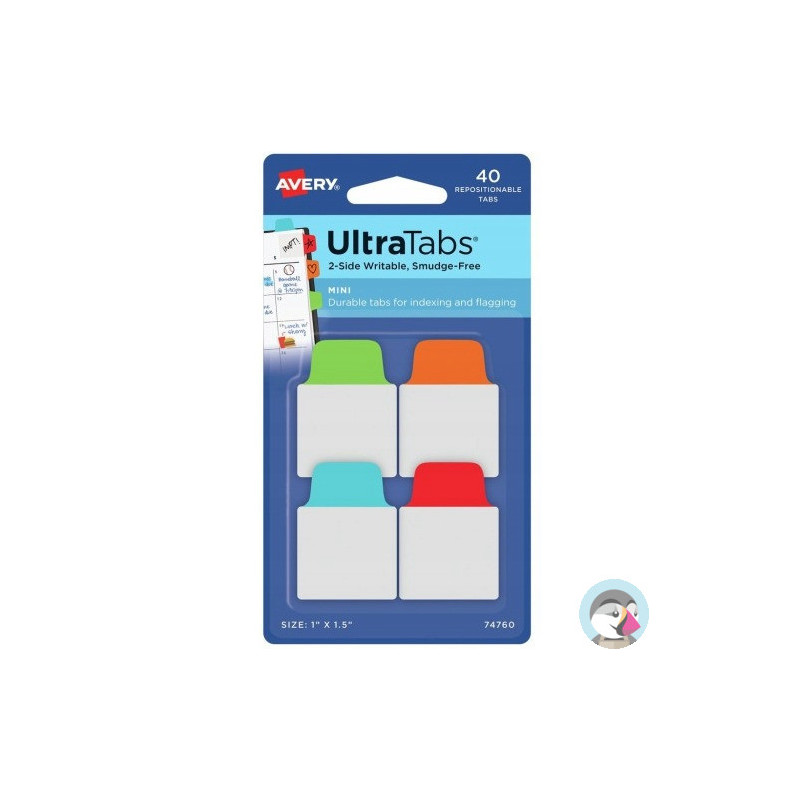 Zakładki indeksujące samoprzylepne 25,4x38,1mm przezroczyste z kolorową zakładką Ultra Tabs 74760 AVERY ZWECKFORM