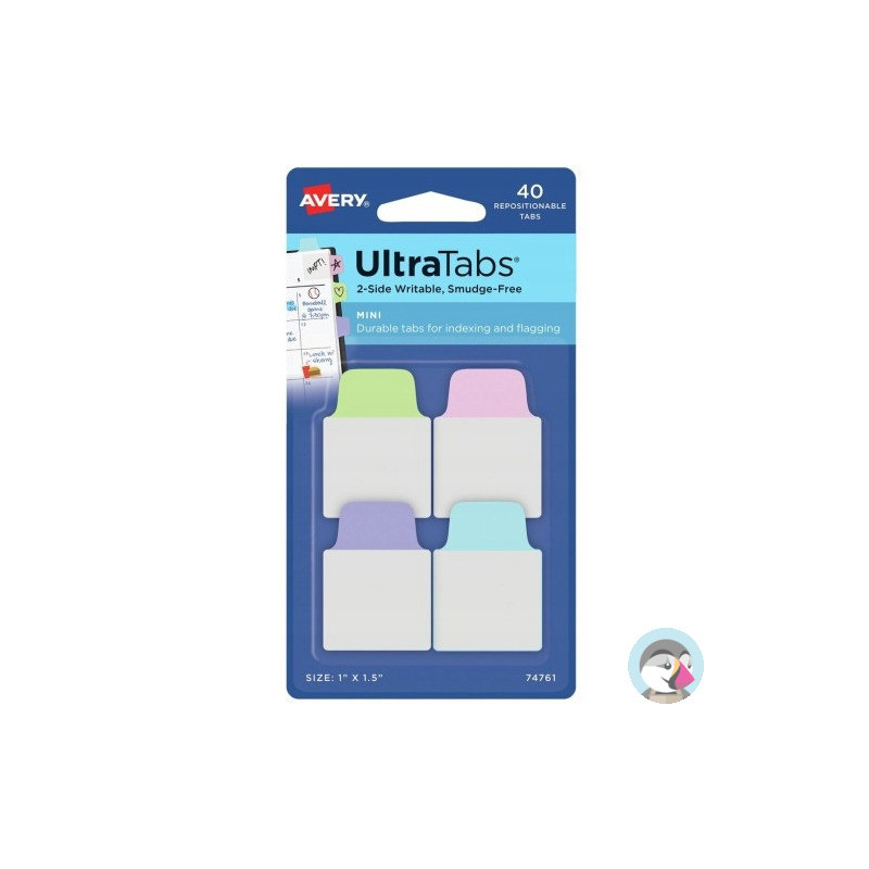 Zakładki indeksujące samoprzylepne 25,4x38,1mm przezroczyste z pastelową zakładką Ultra Tabs 74761 AVERY ZWECKFORM