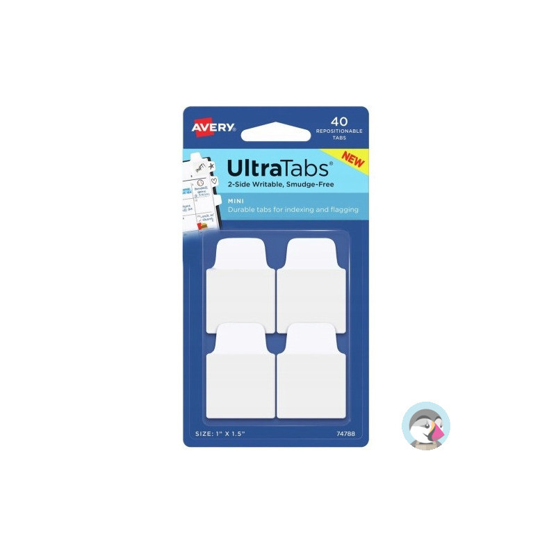 Zakładki indeksujące samoprzylepne 25,4x38,1mm przezroczyste z białą zakładką Ultra Tabs 74788 AVERY ZWECKFORM