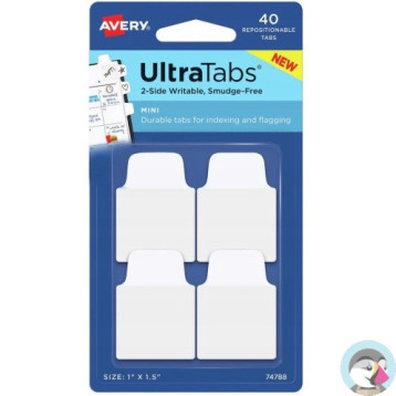 Zakładki indeksujące samoprzylepne 25,4x38,1mm przezroczyste z białą zakładką Ultra Tabs 74788 AVERY ZWECKFORM
