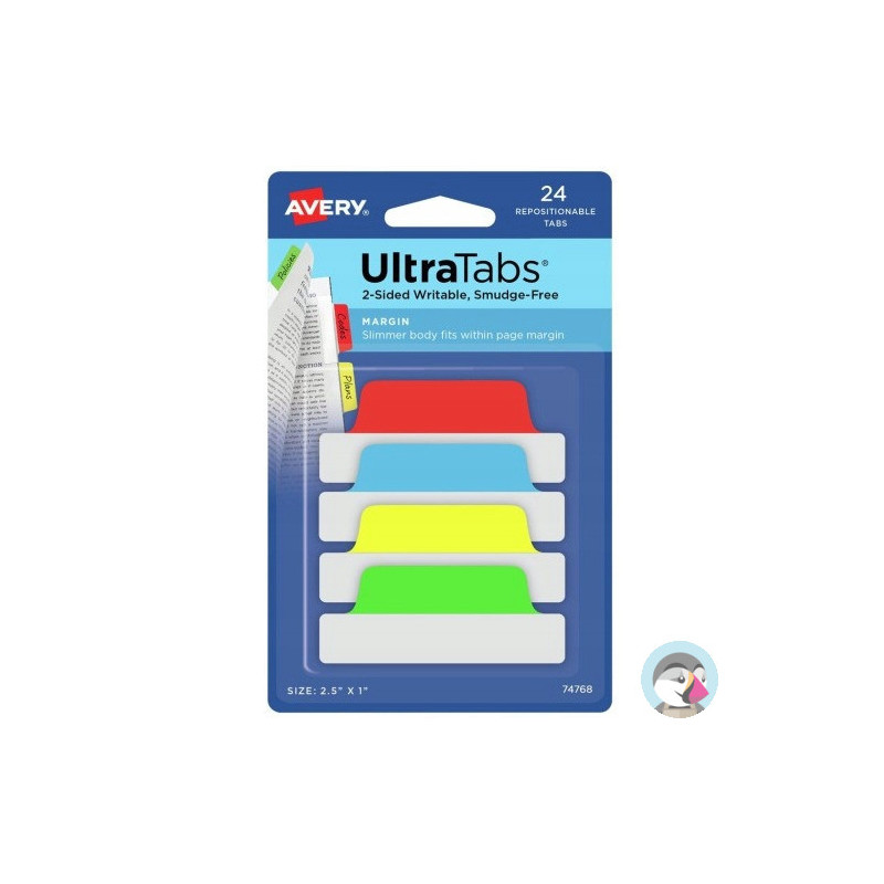 Zakładki indeksujące samoprzylepne 63,5x25,4mm przezroczyste z kolorową zakładką Ultra Tabs 74768 AVERY ZWECKFORM