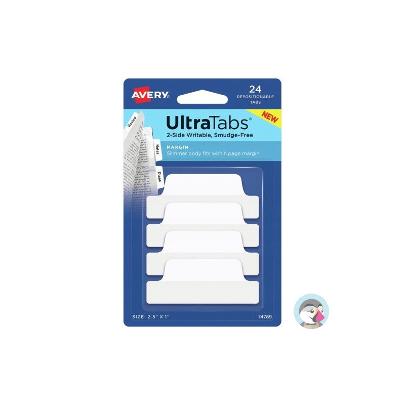 Zakładki indeksujące samoprzylepne 63,5x25,4mm przezroczyste z białą zakładką Ultra Tabs 74789 AVERY ZWECKFORM